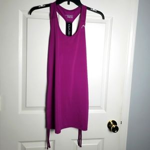 HEAD Ruched Sides Tunic Tank Top Womens Purple Racerback Tee